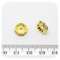 10 PZ - DISTANZIATORE BIGIOTTERIA - DISTANZIALE STRASS 10 MM ORO - CRYSTAL