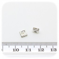 10 PZ - DISTANZIATORE BIGIOTTERIA - DISTANZIALE STRASS 5 MM ARGENTO - CRYSTAL