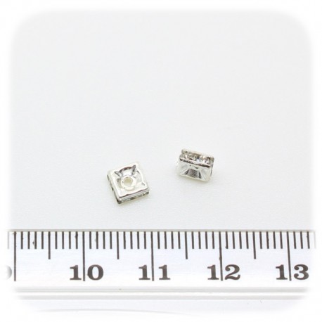 10 PZ - DISTANZIATORE BIGIOTTERIA - DISTANZIALE STRASS 5 MM ARGENTO - CRYSTAL