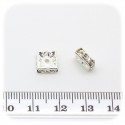 10 PZ - DISTANZIATORE BIGIOTTERIA - DISTANZIALE STRASS 8 MM ARGENTO - CRYSTAL