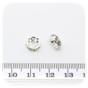 5 PZ - DISTANZIATORE STRASS RONDELLA ARGENTO - DISTANZIALE SEPARATORE METALLO CRYSTAL BIGIOTTERIA