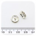10 PZ - DISTANZIATORE BIGIOTTERIA - DISTANZIALE STRASS 10 MM ARGENTO - CRYSTAL