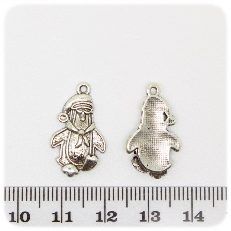 1 PZ - CIONDOLO METALLO BABBO NATALE - PENDENTE METALLO CHARM ARGENTO TIBETANO