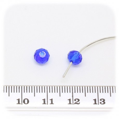 50 PZ - PERLINE VETRO RONDELLA SFACCETTATA 6X4 MM - BLU