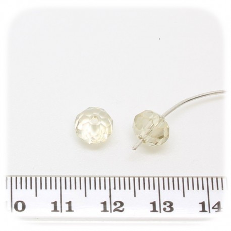 30 PZ - RONDELLE SFACCETTATE AVORIO - PERLINE VETRO 8X6 MM