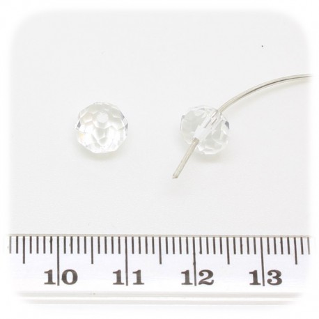 30 PZ - RONDELLE SFACCETTATE CLEAR - PERLINE VETRO 8X6 MM