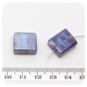10 PZ - PERLINE VETRO CUBO PIATTO 14 MM - VIOLA