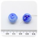 5 PZ - PERLE TONDE BLU - PERLINE VETRO LAMPWORK 14 MM
