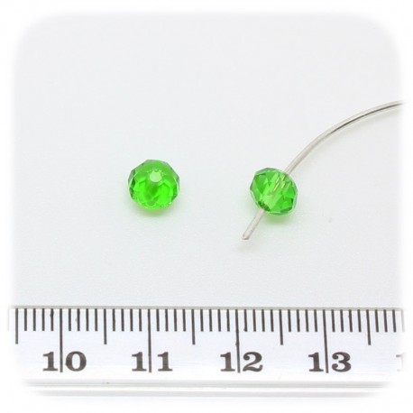50 PZ - RONDELLE SFACCETTATE VERDE - PERLINE VETRO 6X4 MM