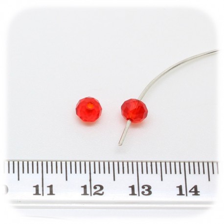 50 PZ - PERLE 6x4 ROSSO - PERLINE VETRO RONDELLA SFACCETTATA CRISTALLO CINESE
