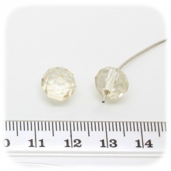 30 PZ - PERLE 10x7 AVORIO - PERLINE VETRO RONDELLA SFACCETTATA CRISTALLO CINESE