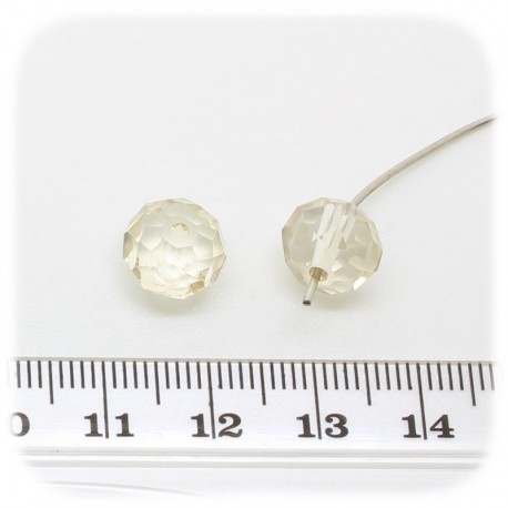30 PZ - PERLE 10x7 AVORIO - PERLINE VETRO RONDELLA SFACCETTATA CRISTALLO CINESE