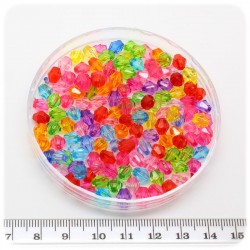 100 PZ - PERLINE PLASTICA BICONO SFACCETTATE 6 MM - MULTICOLORE