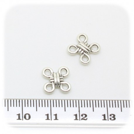 10 PZ -CONNETTORE LINK QUADRATO 10 MM - 4 OCCHIELLI - METALLO