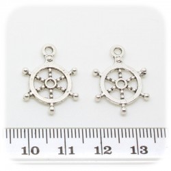 1 PZ - CIONDOLO METALLO TIMONE - PENDENTE METALLO CHARM ARGENTO TIBETANO