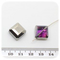 5 PZ - PERLINE ROMBO ROSE- PERLE VETRO ELECTROPLATED SFACCETTATE 17 MM