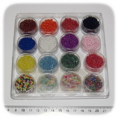 KIT BOX PERLINE INDIANE VETRO CONTERIA - IDEA REGALO - MULTICOLORE
