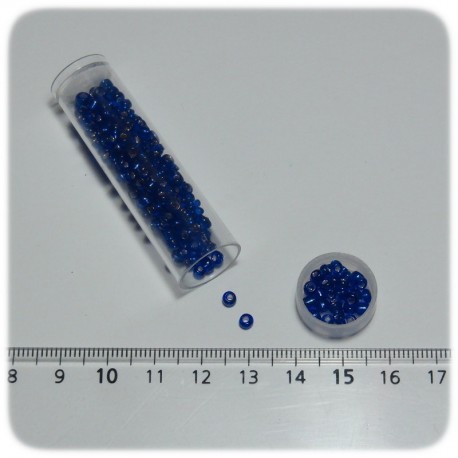 PERLINE INDIANE VETRO CONTERIA 8/0 SILVER LINED - BLU