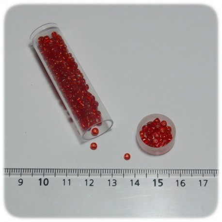 PERLINE INDIANE VETRO CONTERIA 8/0 SILVER LINED - ROSSO