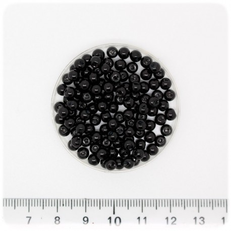 100 PZ - PERLE 4 MM NERO - PERLINE TONDE VETRO CERATE