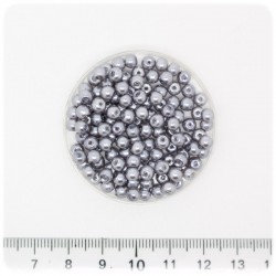 100 PZ - PERLE 4 MM SILVER - PERLINE TONDE VETRO CERATE