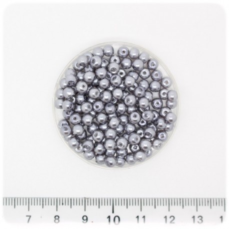 100 PZ - PERLE 4 MM SILVER - PERLINE TONDE VETRO CERATE