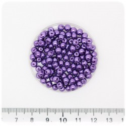100 PZ - PERLE 4 MM VIOLA - PERLINE TONDE VETRO CERATE