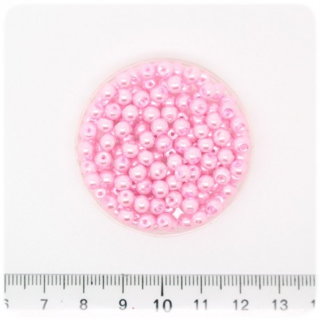 100 PZ - PERLE 4 MM ROSA - PERLINE TONDE VETRO CERATE