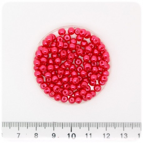 100 PZ - PERLE 4 MM ROSSO - PERLINE TONDE VETRO CERATE