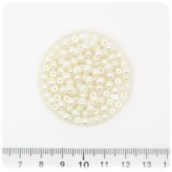 100 PZ - PERLE 4 MM AVORIO - PERLINE TONDE VETRO CERATE