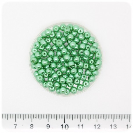 100 PZ - PERLE 4 MM MENTA - PERLINE TONDE VETRO CERATE