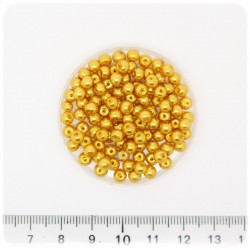 100 PZ - PERLE 4 MM ORO - PERLINE TONDE VETRO CERATE