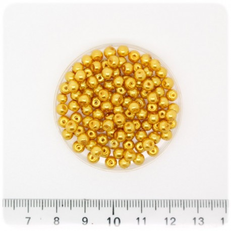 100 PZ - PERLE 4 MM ORO - PERLINE TONDE VETRO CERATE