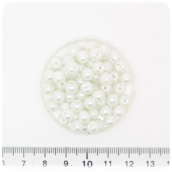 100 PZ - PERLE 6 MM BIANCO - PERLINE TONDE VETRO CERATE