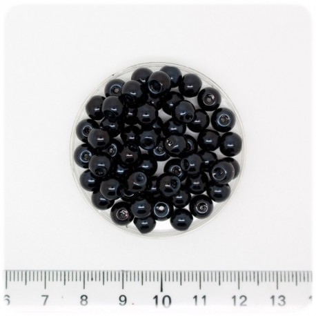 100 PZ - PERLE 6 MM NERO - PERLINE TONDE VETRO CERATE