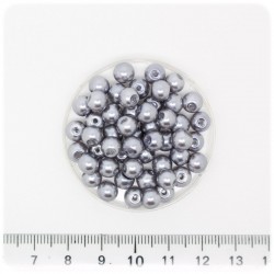 100 PZ - PERLE 6 MM SILVER - PERLINE TONDE VETRO CERATE