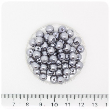 100 PZ - PERLE 6 MM SILVER - PERLINE TONDE VETRO CERATE