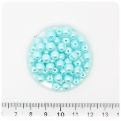 100 PZ - PERLE 6 MM AZZURRO - PERLINE TONDE VETRO CERATE