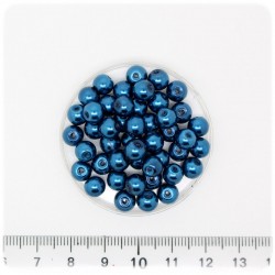 100 PZ - PERLE 6 MM BLU - PERLINE TONDE VETRO CERATE