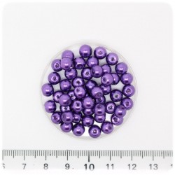 100 PZ - PERLE 6 MM VIOLA - PERLINE TONDE VETRO CERATE