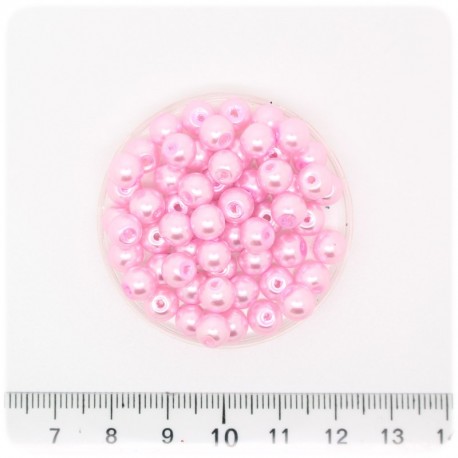 100 PZ - PERLE 6 MM ROSA - PERLINE TONDE VETRO CERATE