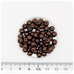100 PZ - PERLE 6 MM MARRONE - PERLINE TONDE VETRO CERATE