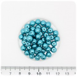 100 PZ - PERLE 6 MM TEAL - PERLINE TONDE VETRO CERATE
