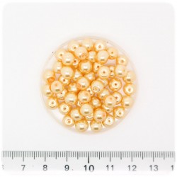 100 PZ - PERLE 6 MM GIALLO - PERLINE TONDE VETRO CERATE