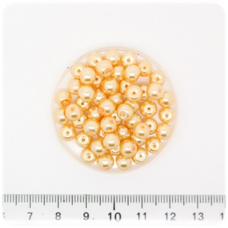 100 PZ - PERLE 6 MM GIALLO - PERLINE TONDE VETRO CERATE