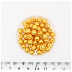 100 PZ - PERLE 6 MM ORO - PERLINE TONDE VETRO CERATE