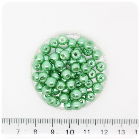 100 PZ - PERLE 6 MM MENTA - PERLINE TONDE VETRO CERATE