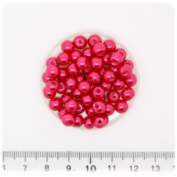 100 PZ - PERLE 6 MM FUCSIA - PERLINE TONDE VETRO CERATE