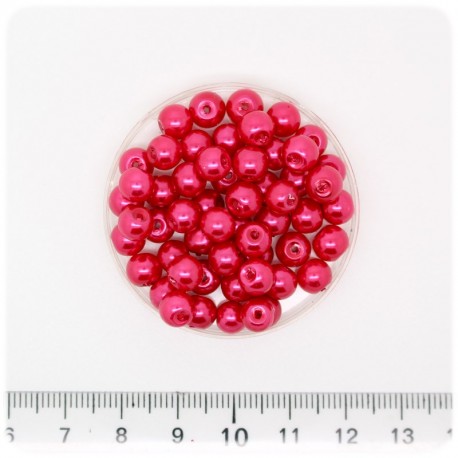 100 PZ - PERLE 6 MM FUCSIA - PERLINE TONDE VETRO CERATE