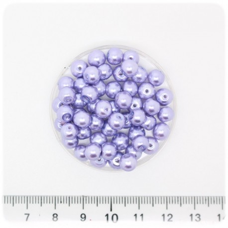 100 PZ - PERLE 6 MM LAVANDA - PERLINE TONDE VETRO CERATE